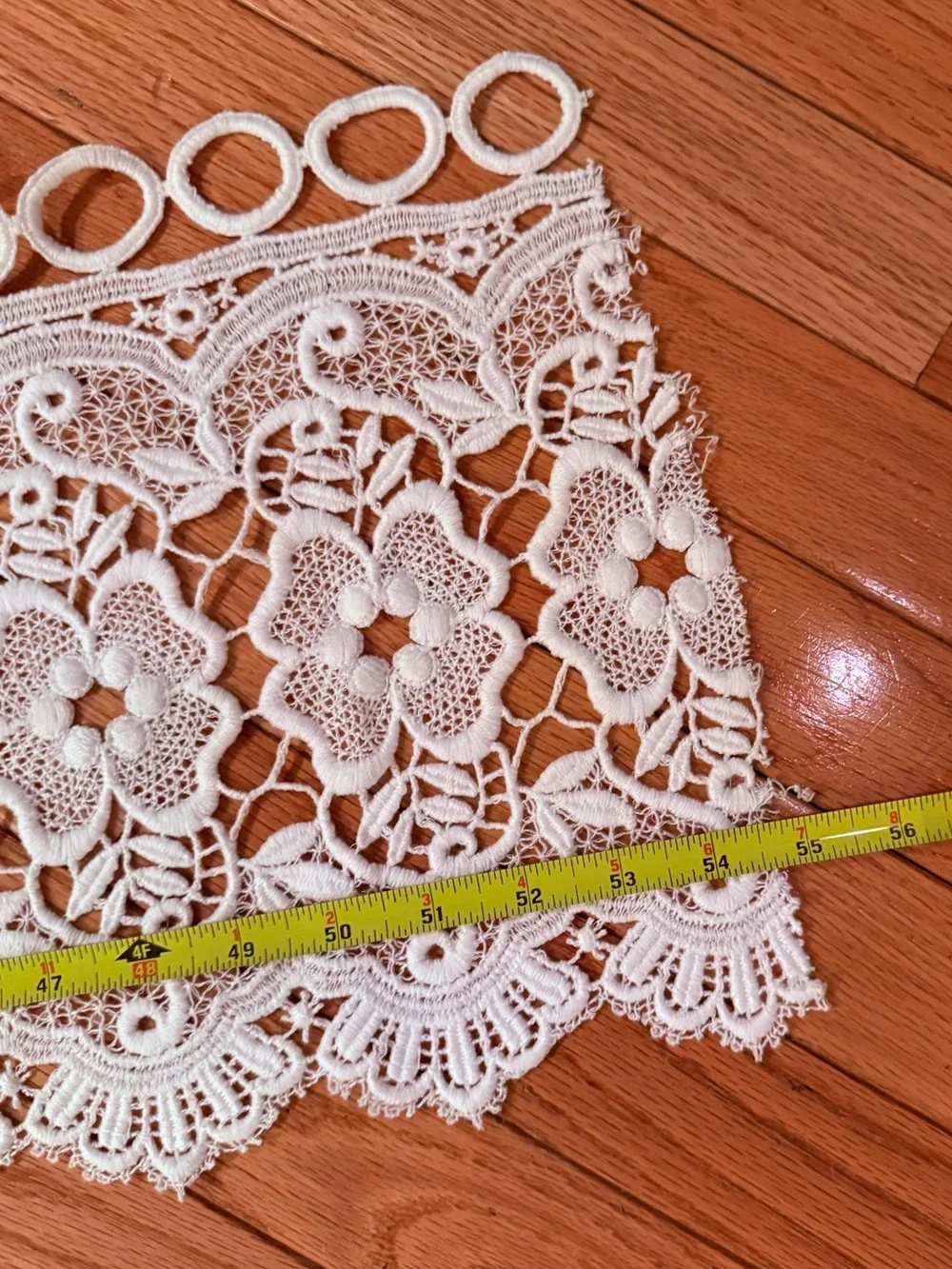 White Floral Lace Valance Elegant Home Accent cottage coquette Prairie country
